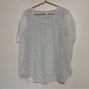 Chicos Womens Top White Double Fabric Polka Dot 
Mesh Sleeveless Size 2